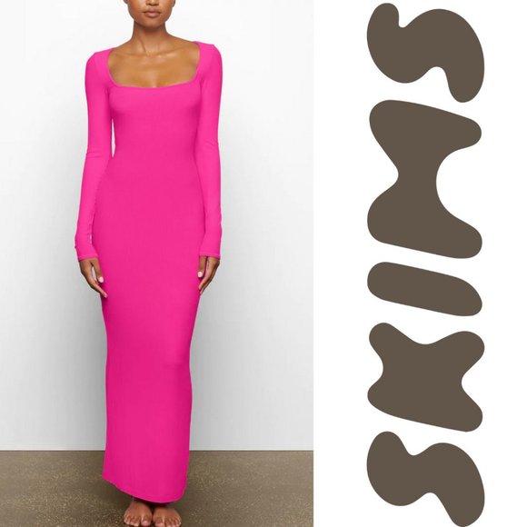SKIMS Dresses & Skirts - SKIMS HOT PINK SOFT LOUNGE LONG SLEEVE DRESS - NWT - Limited Edition Color - 2X